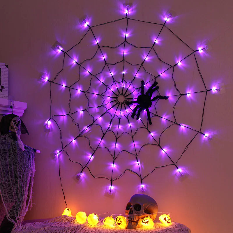 LED Spider Web Halloween Lights – 70 LED Net