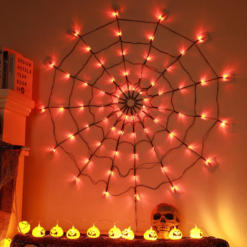 LED Spider Web Halloween Lights – 70 LED Net