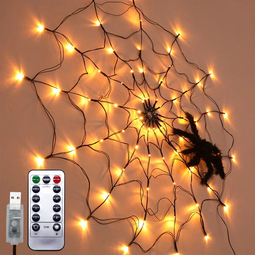 LED Spider Web Halloween Lights – 70 LED Net